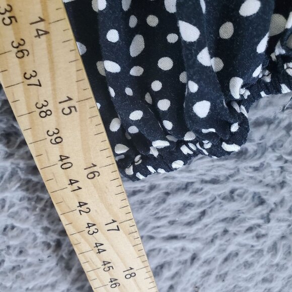 Savanna Jane Top Womens Medium Black Boho Embroidered V-Neck Polka Dot Blouse - Picture 5 of 8